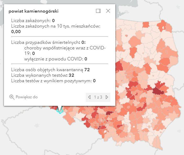 Koronawirus - statystyka - powiat kamiennogórski - 9.5.2021.