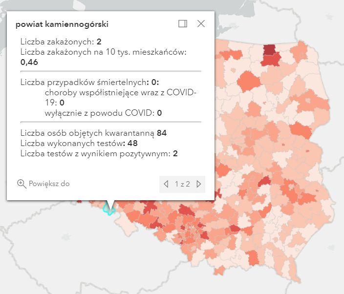 Koronawirus - statystyka - powiat kamiennogórski - 8.5.2021.