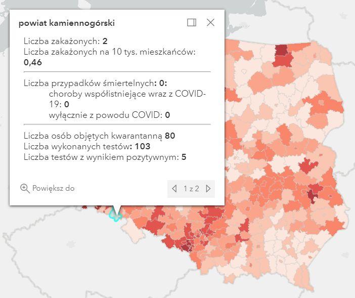Koronawirus - statystyka - powiat kamiennogórski - 6.5.2021.