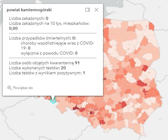 Koronawirus - statystyka - powiat kamiennogórski - 4.5.2021.