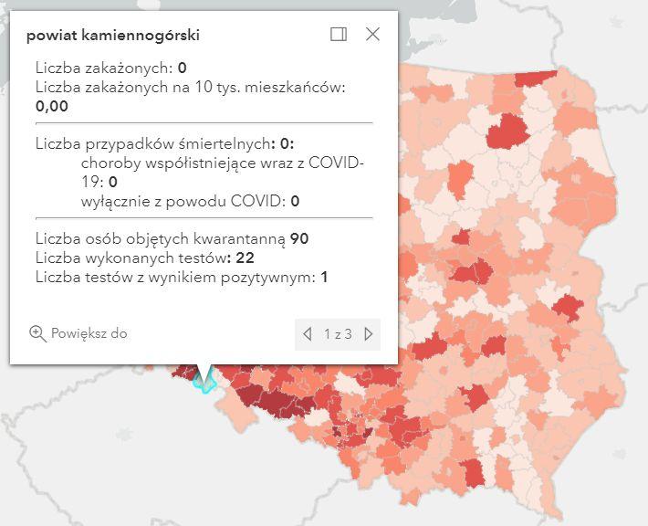Koronawirus - statystyka - powiat kamiennogórski - 2.5.2021.