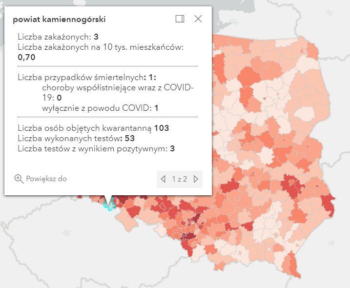 Koronawirus - statystyka - powiat kamiennogórski - 1.5.2021.