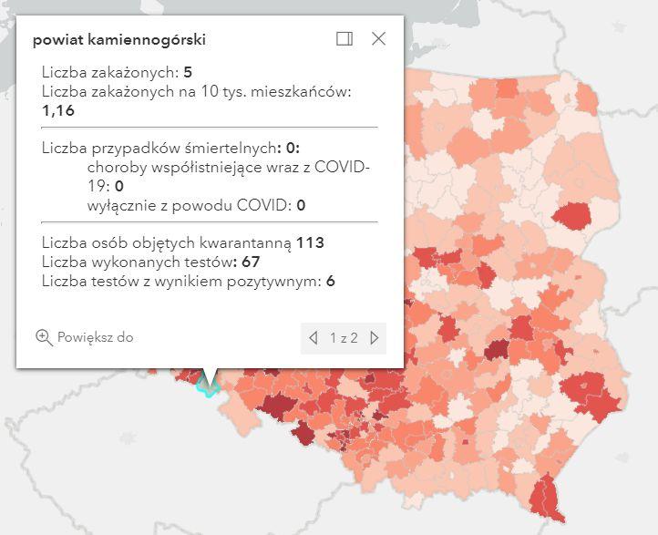 Koronawirus - statystyka - powiat kamiennogórski - 30.4.2021.