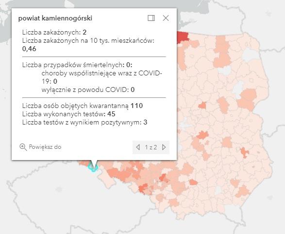 Koronawirus - statystyka - powiat kamiennogórski - 29.4.2021.