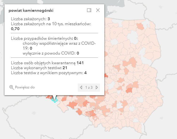 Koronawirus - statystyka - powiat kamiennogórski - 25.4.2021.