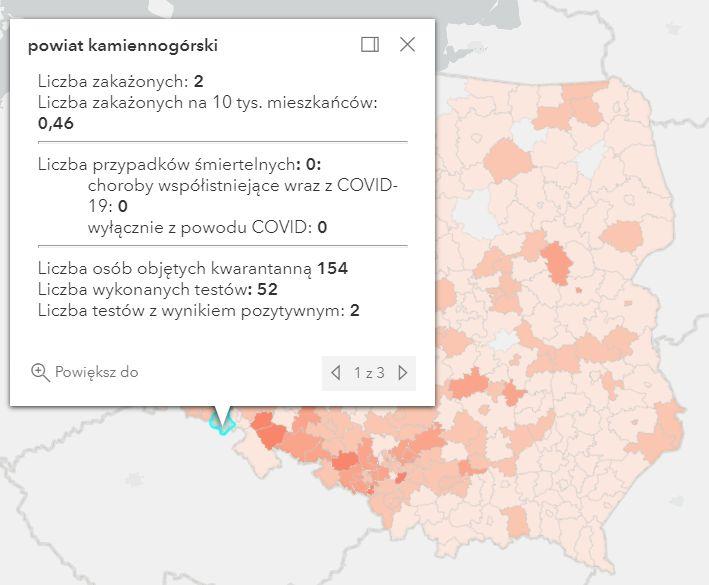Koronawirus - statystyka - powiat kamiennogórski - 24.4.2021.