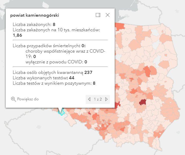 Koronawirus - statystyka - powiat kamiennogórski - 18.4.2021.