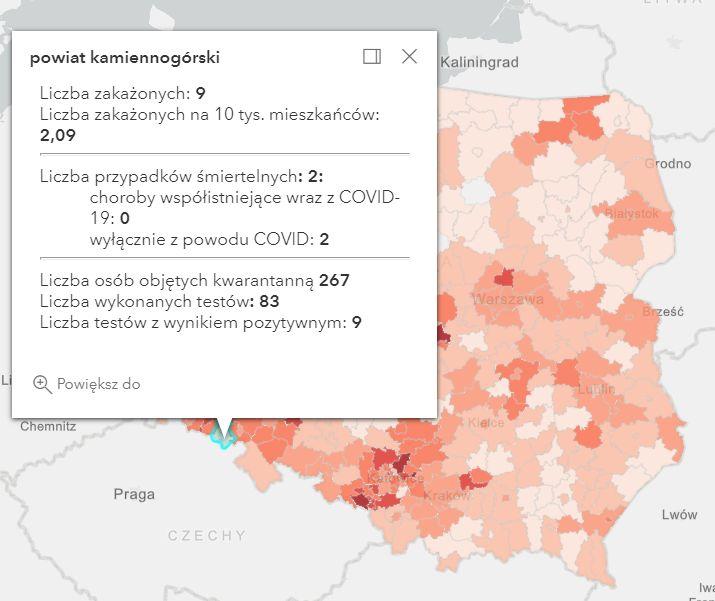 Koronawirus - statystyka - powiat kamiennogórski - 17.4.2021.