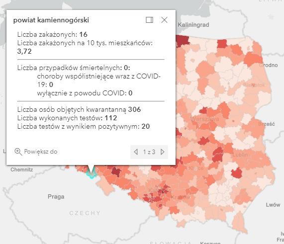 Koronawirus - statystyka - powiat kamiennogórski - 16.4.2021.