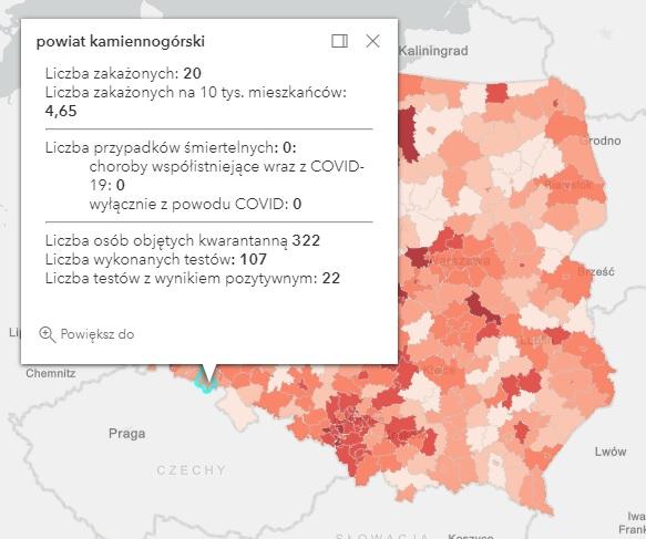 Koronawirus - statystyka - powiat kamiennogórski - 14.4.2021.