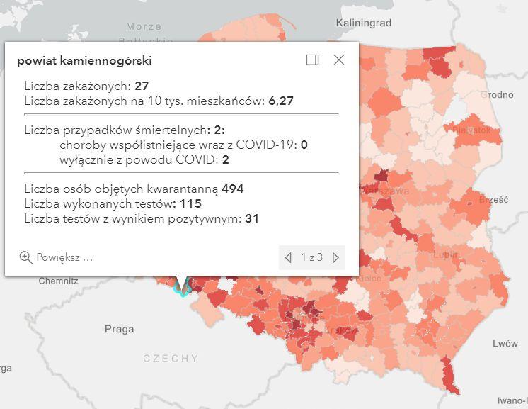 Koronawirus - statystyka - powiat kamiennogórski - 10.4.2021.