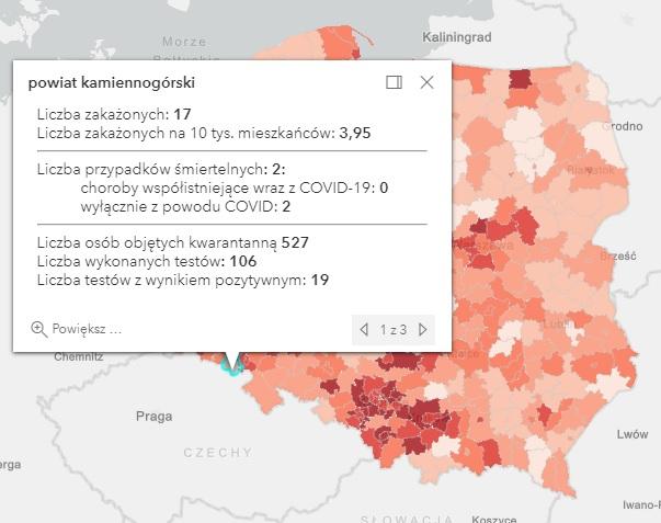 Koronawirus - statystyka - powiat kamiennogórski - 8.4.2021.