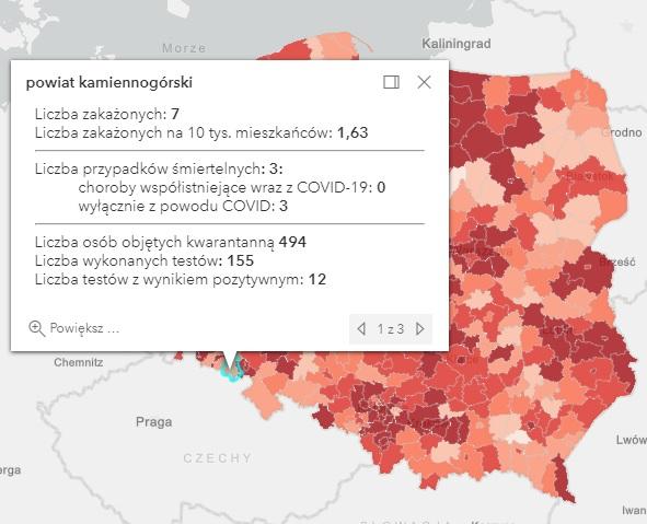 Koronawirus - statystyka - powiat kamiennogórski - 7.4.2021.