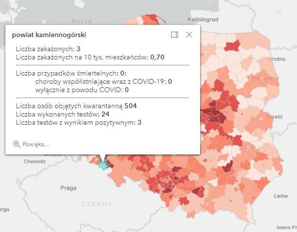 Koronawirus - statystyka - powiat kamiennogórski - 6.4.2021.