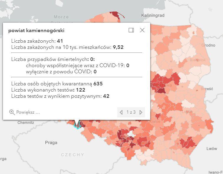 Koronawirus - statystyka - powiat kamiennogórski - 3.4.2021.