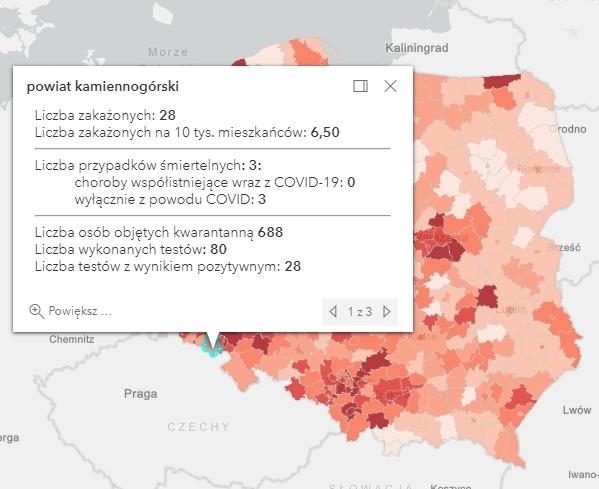 Koronawirus - statystyka - powiat kamiennogórski - 2.4.2021.
