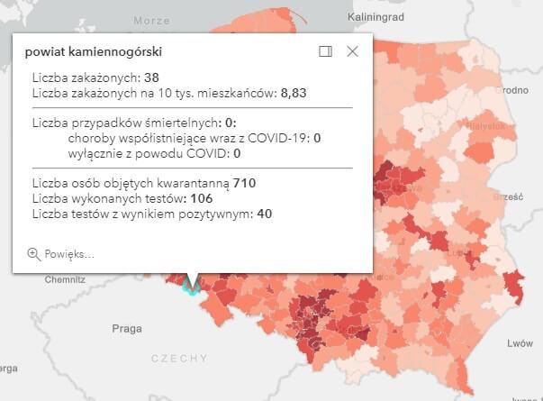 Koronawirus - statystyka - powiat kamiennogórski - 1.4.2021.