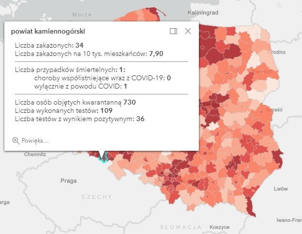 Koronawirus - statystyka - powiat kamiennogórski - 30.3.2021.
