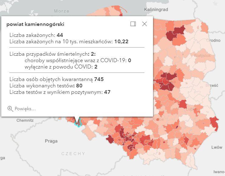 Koronawirus - statystyka - powiat kamiennogórski - 28.3.2021.