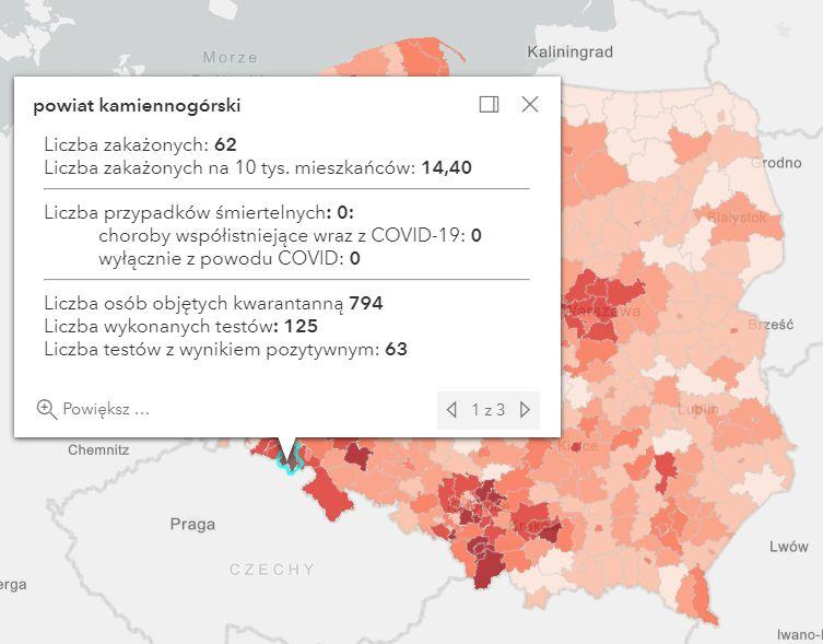 Koronawirus - statystyka - powiat kamiennogórski - 27.3.2021.