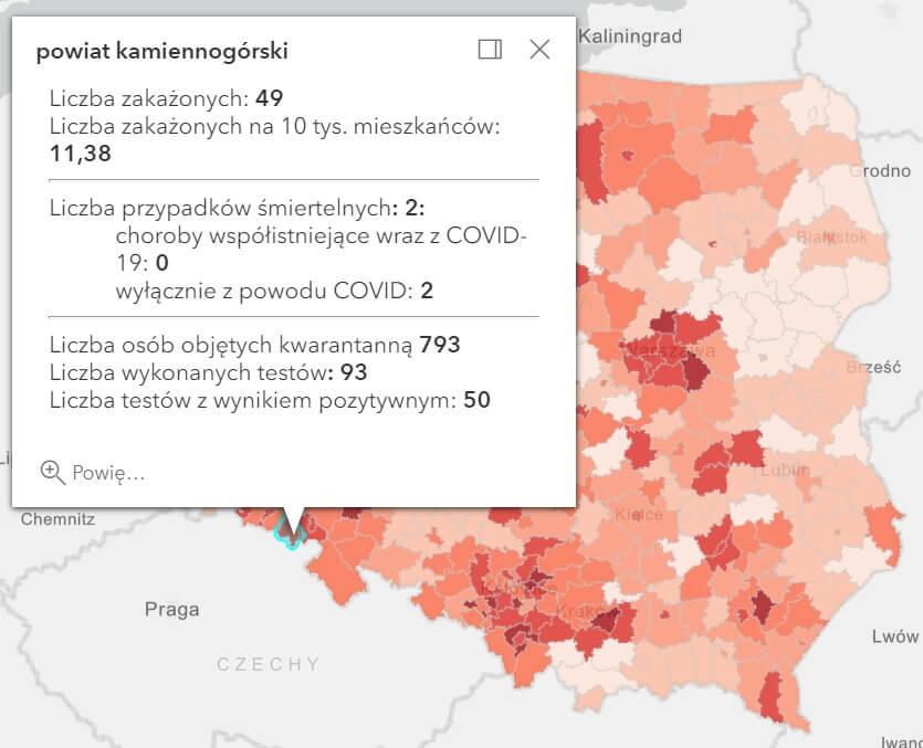 Koronawirus - statystyka - powiat kamiennogórski - 26.3.2021.
