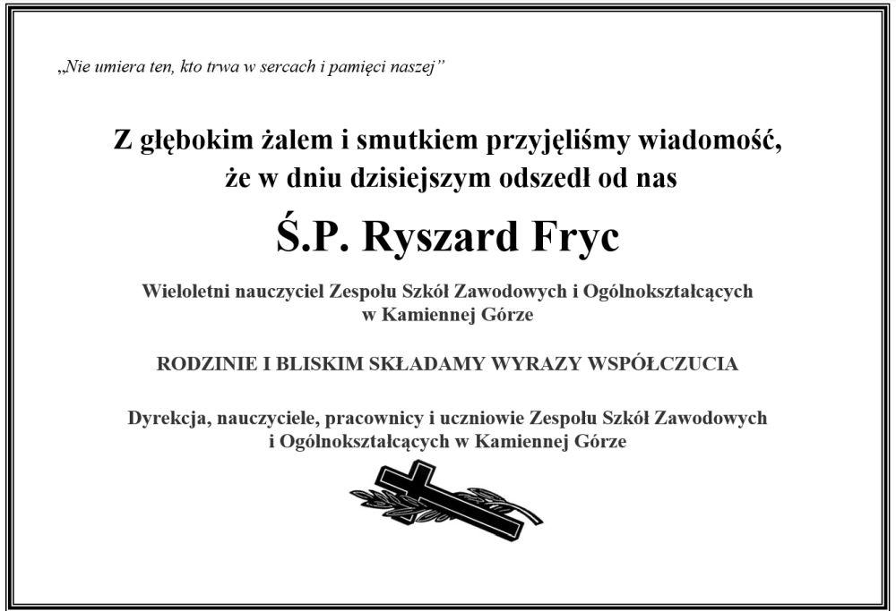 Nekrolog - śp. Ryszard Fryc