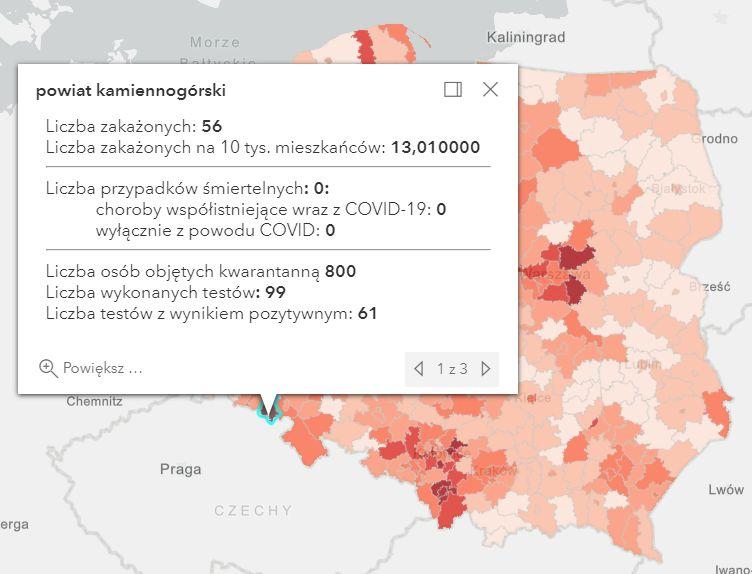Koronawirus - statystyka - powiat kamiennogórski - 21.3.2021.