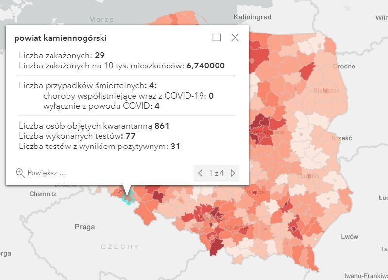 Koronawirus - statystyka - powiat kamiennogórski - 20.3.2021.