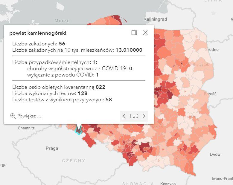 Koronawirus - statystyka - powiat kamiennogórski - 19.3.2021.