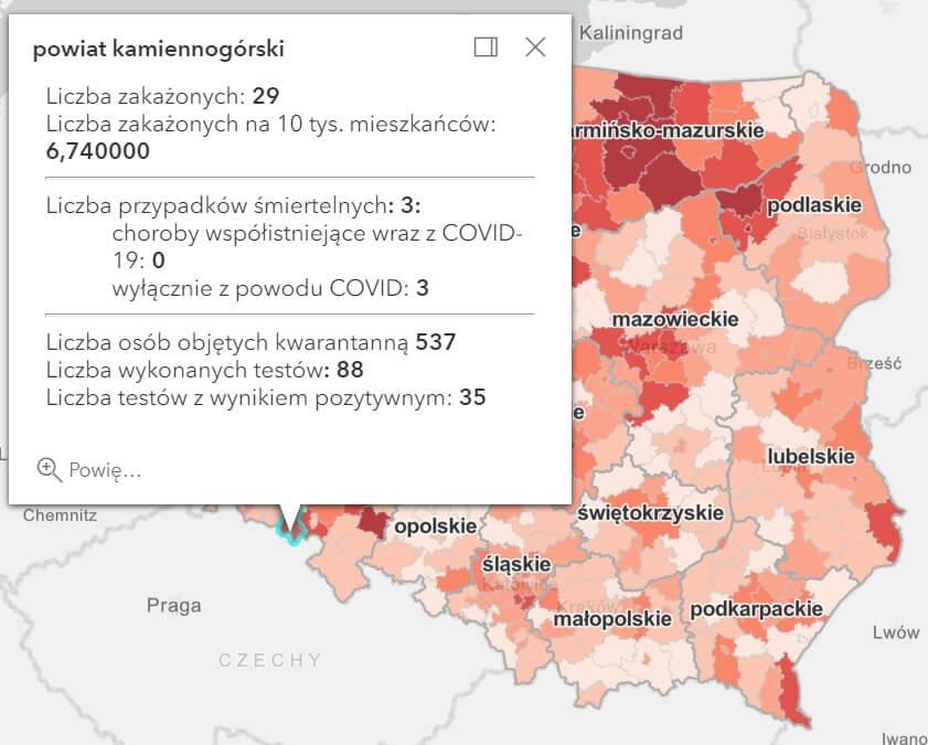 Koronawirus - statystyka - powiat kamiennogórski - 9.3.2021.