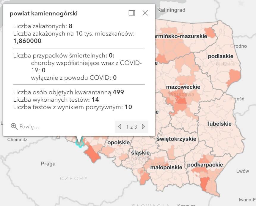 Koronawirus - statystyka - powiat kamiennogórski - 8.3.2021.