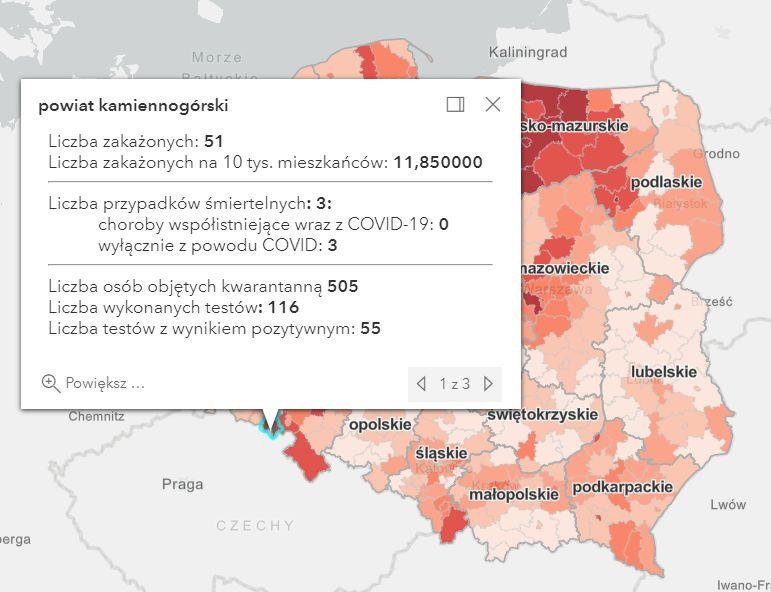 Koronawirus - statystyka - powiat kamiennogórski - 6.3.2021.