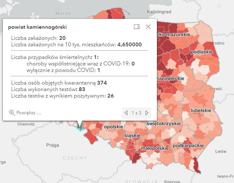 Koronawirus - statystyka - powiat kamiennogórski - 3.3.2021.