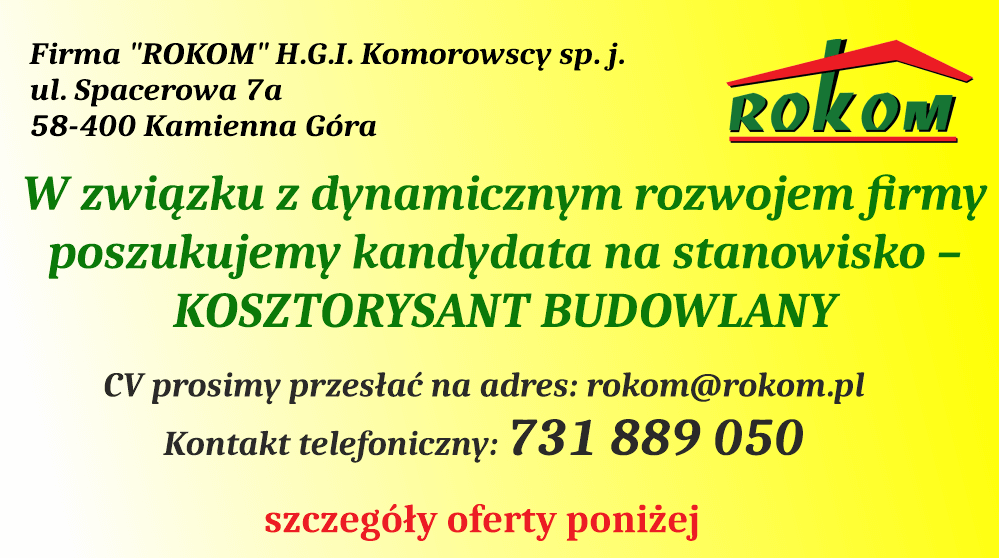 Oferta pracy - KOSZTORYSANT BUDOWLANY
