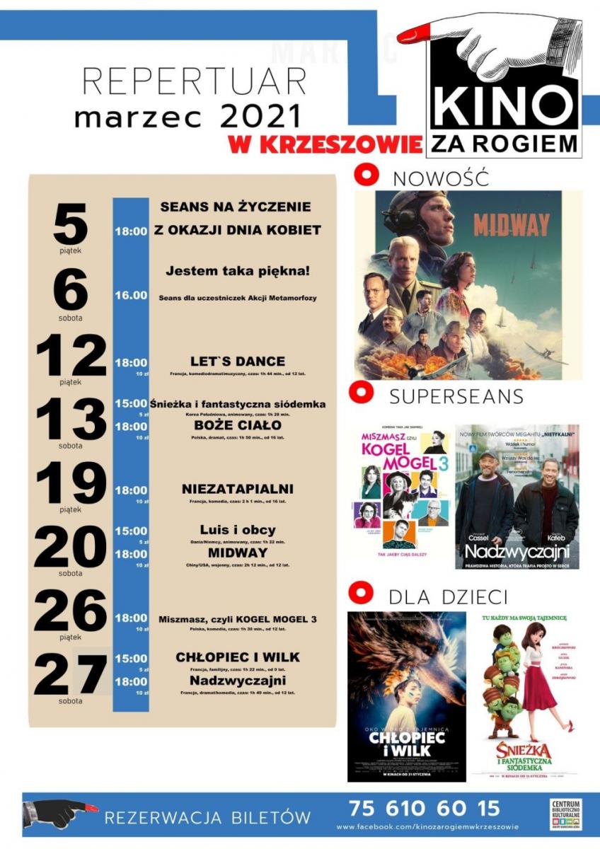 Kino za Rogiem zaprasza - marzec 2021