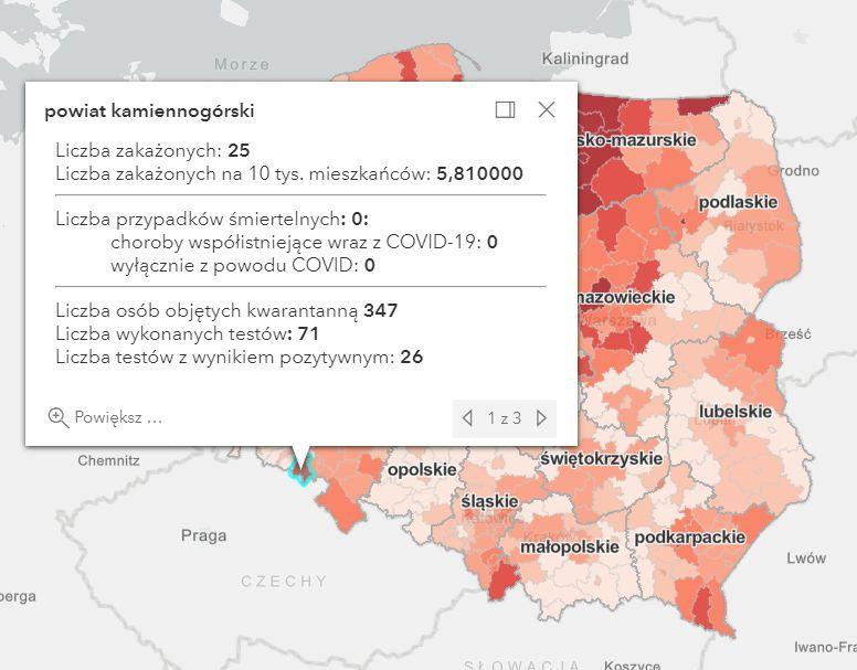 Koronawirus - statystyka - powiat kamiennogórski - 27.2.2021.