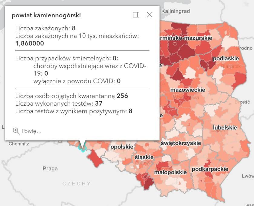 Koronawirus - statystyka - powiat kamiennogórski - 24.2.2021.