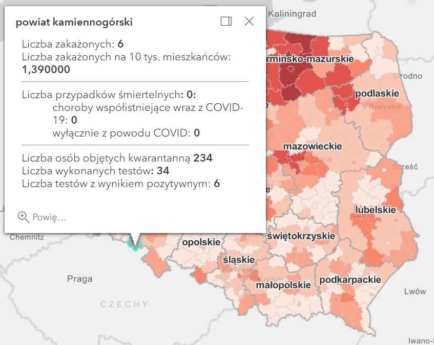 Koronawirus - statystyka - powiat kamiennogórski - 23.2.2021.