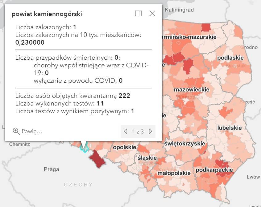 Koronawirus - statystyka - powiat kamiennogórski - 22.2.2021.