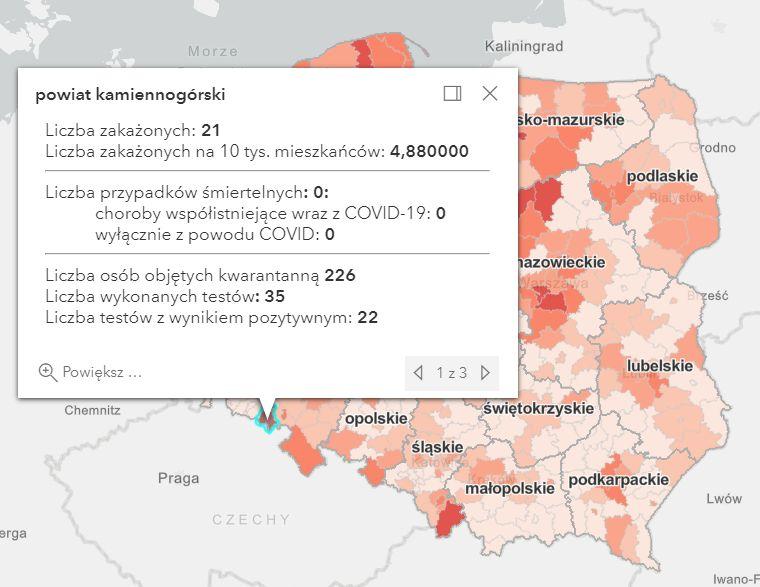 Koronawirus - statystyka - powiat kamiennogórski - 21.2.2021.