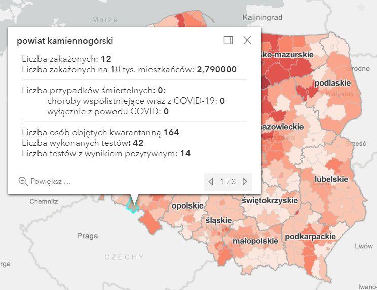 Koronawirus - statystyka - powiat kamiennogórski - 19.2.2021.