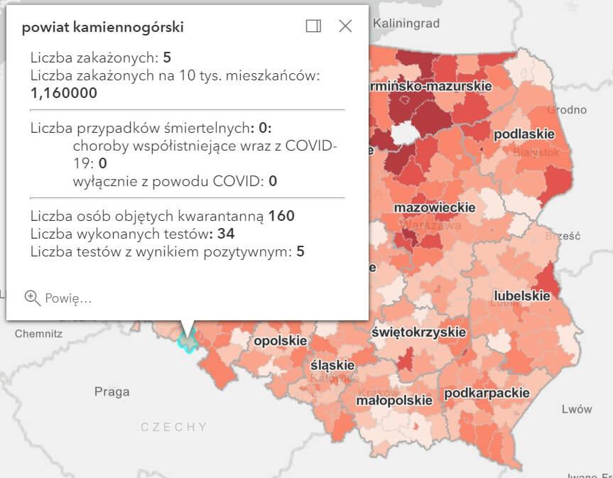 Koronawirus - statystyka - powiat kamiennogórski - 18.2.2021.