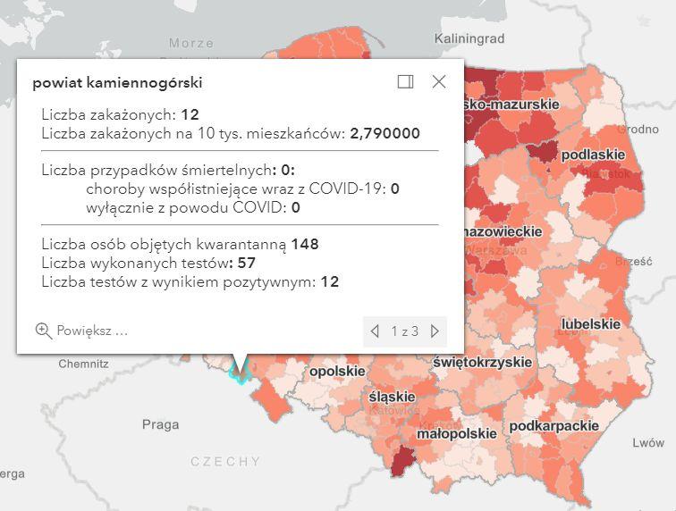 Koronawirus - statystyka - powiat kamiennogórski - 17.2.2021.