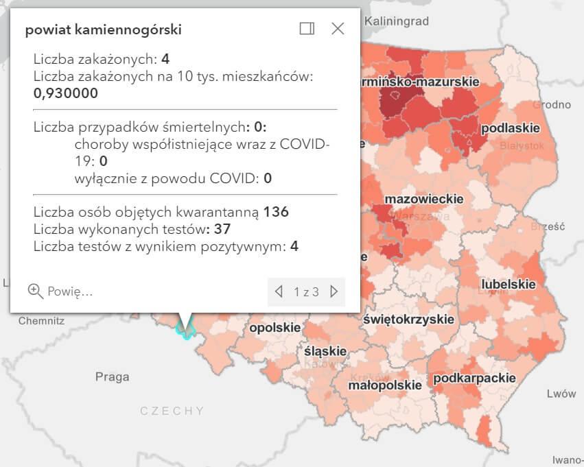 Koronawirus - statystyka - powiat kamiennogórski - 16.2.2021.