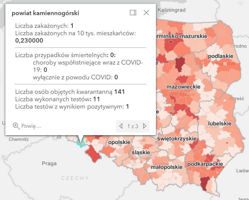 Koronawirus - statystyka - powiat kamiennogórski - 15.2.2021.
