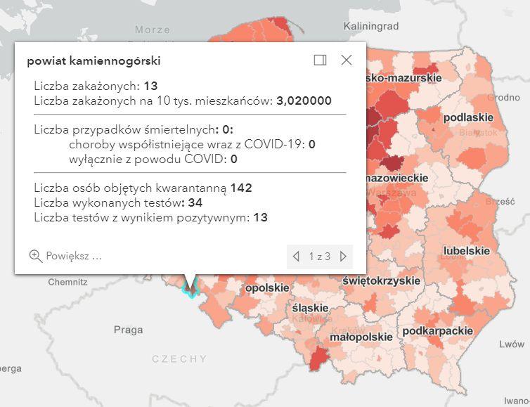 Koronawirus - statystyka - powiat kamiennogórski - 14.2.2021.