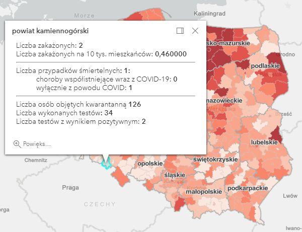 Koronawirus - statystyka - powiat kamiennogórski - 10.2.2021.
