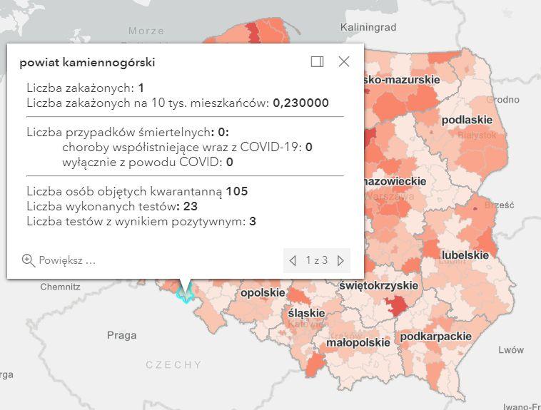 Koronawirus - statystyka - powiat kamiennogórski - 7.2.2021.