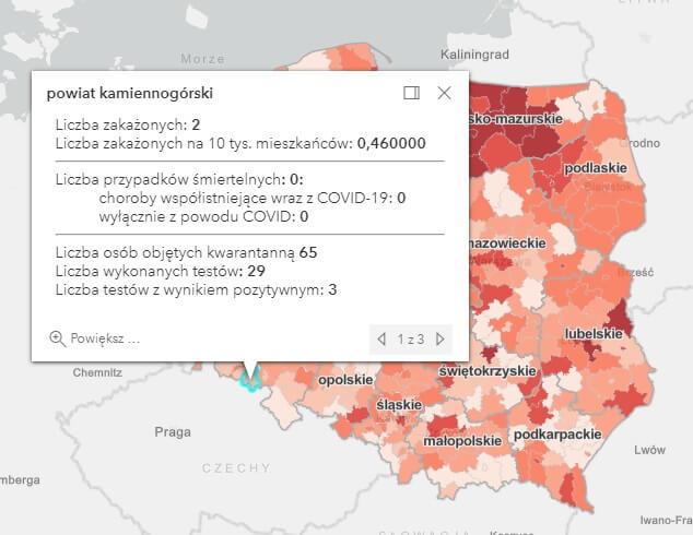 Koronawirus - statystyka - powiat kamiennogórski - 2.2.2021.