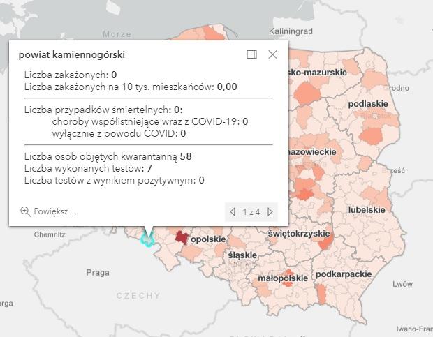 Koronawirus - statystyka - powiat kamiennogórski - 1.2.2021.